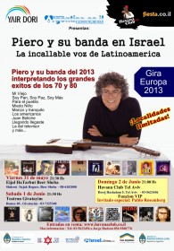 Cartel de los conciertos de Piero en Israel.